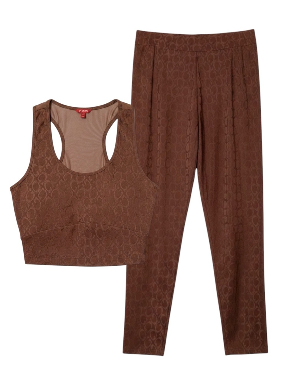 Guess Monogram Matching Set Monochrome Golden Brown Athletic Athleisure Size XL